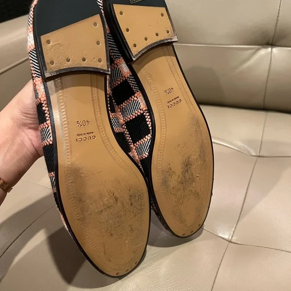 Gucci Jordaan tweed loafers pink and black - Picture 9 of 12